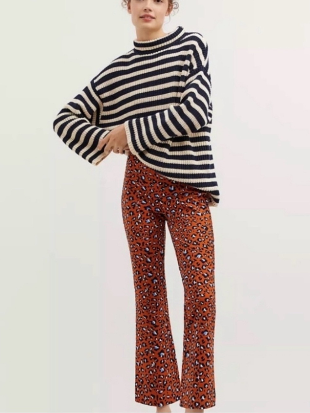 Maeve by Anthropologie Leopard Print Kick Flare Crop Pants